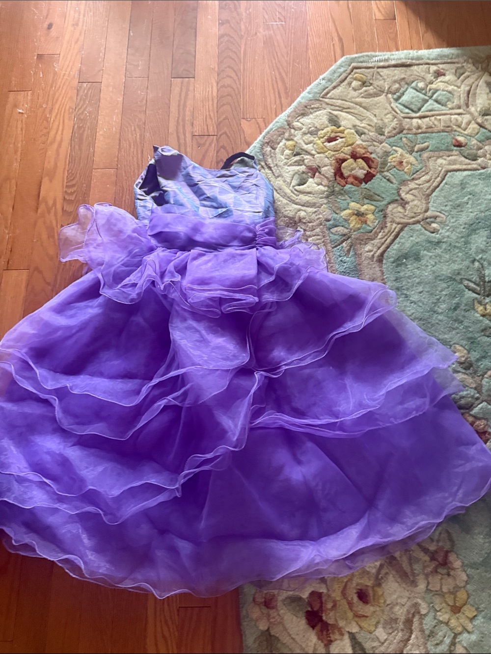 Girls' Purple Ruffled Party Dress
